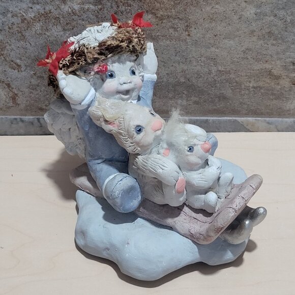 Dreamsicles Christmas Stocking Holder Toboggan Kristin 1994 Sleigh Ride Angel Bu - Picture 6 of 10